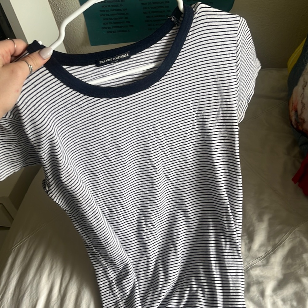 blue and white striped brandy melville t shirt